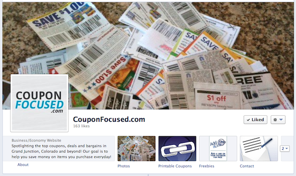 Coupon Focused Facebook Page